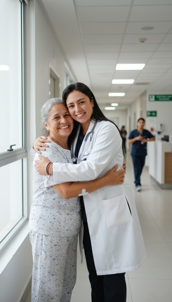 Jackelin Laza con paciente